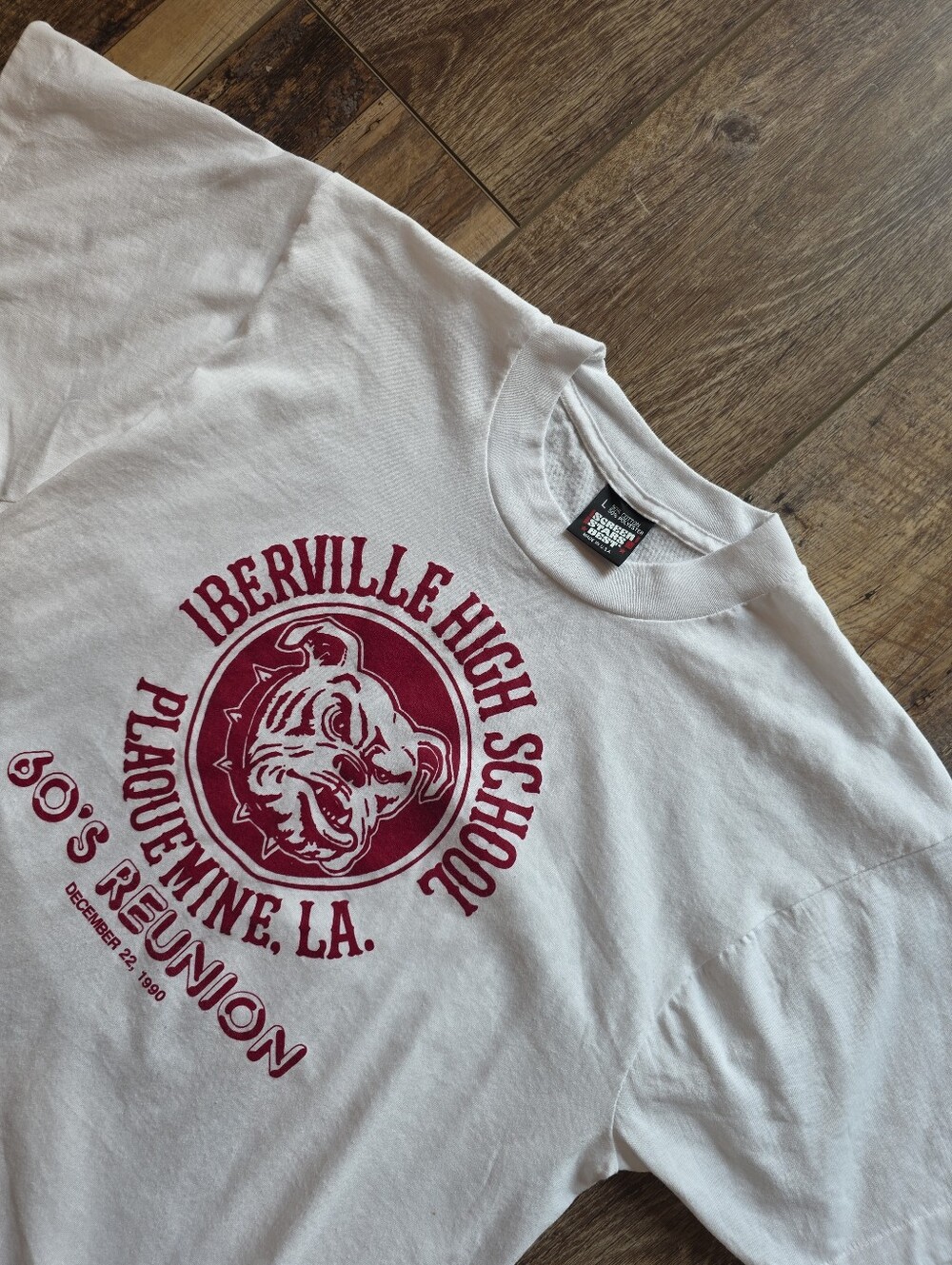Screen Stars Best - Iberville High School 1990 Tee - L (Fits Like A S) - White